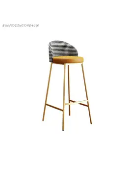 Легкий роскошный барный стул Современный простой Золотой стульчик для кормления Стул на стойке регистрации отеля Стул кассира Барный стул Интернет-бар с красной спинкой