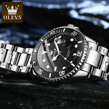 Мужские часы OLEVS с датой, роскошные водонепроницаемые мужские наручные часы с большим циферблатом, аналоговые двухцветные мужские часы из нержавеющей стали