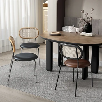 Современные обеденные стулья в скандинавском стиле, кожаные гостиничные обеденные стулья, дизайнерский балкон, гостиничный акцент, мебель для гостиной