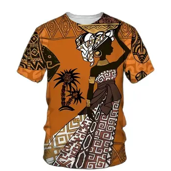 Мужская футболка в африканском стиле Харадзюку, модный винтажный топ унисекс, повседневная летняя уличная одежда с круглым вырезом и коротким рукавом, футболки оверсайз, тройники