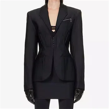 женские блейзеры 2023, осень, Новая Корейская мода, Стереоскопическая линия, Приталенный женский костюм, пальто, высококачественная верхняя куртка с длинными рукавами