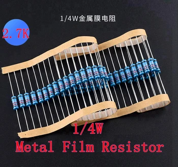 (100шт) 2K7 2,7 К Ом 1/4 Вт Металлический пленочный резистор 2K7 2,7 К Ом 0,25 Вт 1% ROHS