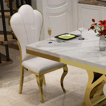 Американский обеденный стул из нержавеющей стали для кухонной мебели Nordic Light, роскошные обеденные стулья на заказ, кресло для переговоров со спинкой