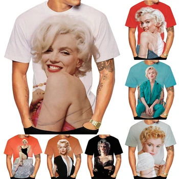 Новейшая модная футболка с 3D-принтом Мэрилин Монро, мужская / женская футболка с короткими рукавами, крутые пуловеры, летние футболки с круглым вырезом.