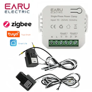 Tuya Smart WiFi Zigbee Двусторонний Счетчик Энергии 80-300A AC110V 220V Зажим CT kWh Мощность Монитор Потребления Электроэнергии