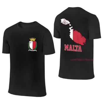 100% Хлопок, флаг Мальты, Карта, Эмблема, Футболка с двойным принтом, Мужская Женская Летняя Повседневная футболка в стиле харадзюку с коротким рукавом, S-6XL