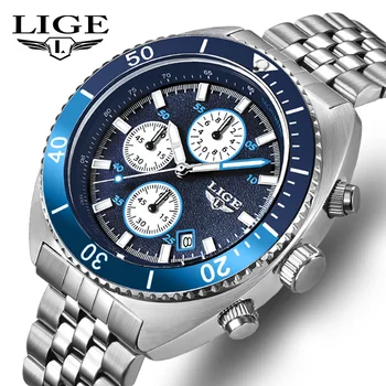 LIGE 2023, Топовый бренд класса люкс, Новые Мужские часы, кварцевые Мужские часы, водонепроницаемые Светящиеся часы для мужчин, хронограф с датой, Спортивные наручные часы
