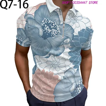 2023 Весна-лето, Новая мужская модная дышащая рубашка ПОЛО для путешествий с короткими рукавами, футболка с 3D-принтом