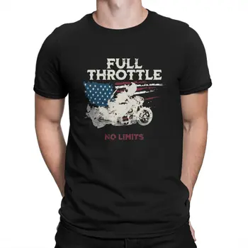 Креативная футболка Full Throttle для мужчин No Limits Motorcycle Drag Racing USA, Футболка из чистого хлопка с воротником American Flaag в подарок